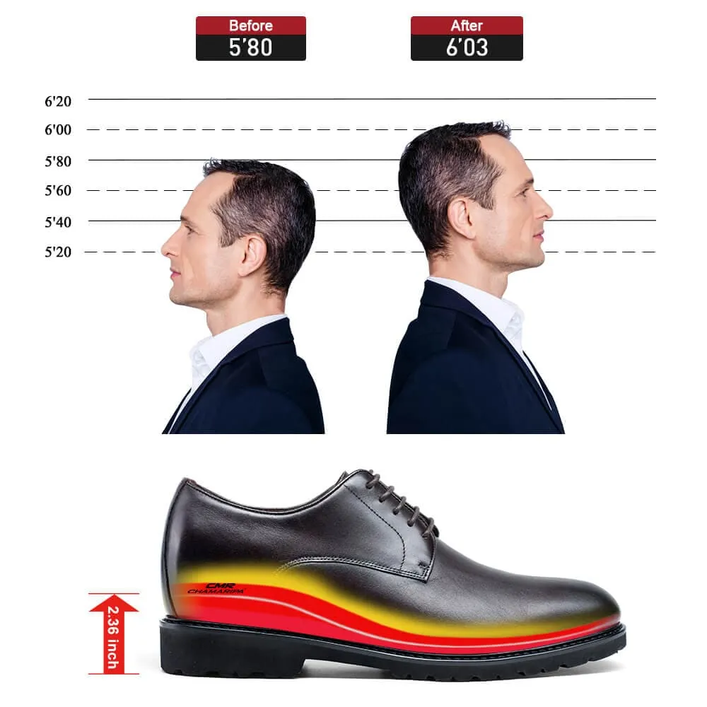 6 CM / 2.36 Inches CMR CHAMARIPA Elevator Shoes - Step Up Your Game with CMR CHAMARIPA Height Boost Business Shoes