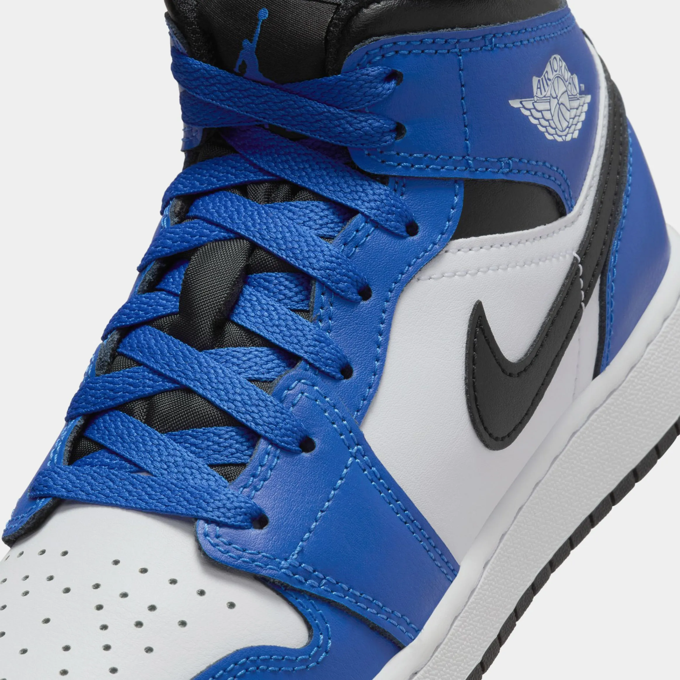 Air Jordan 1 Mid Grade School Lifestyle Shoes (Game Royal/White/Black) Free Shipping