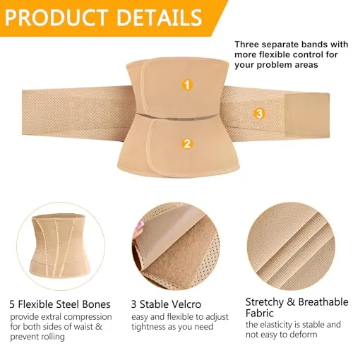 AOSBOEI Waist Trainer for Women Workout Waist Cincher Trimmer Underbust Corset Tummy Control Hourglass Body Shapewear Beige