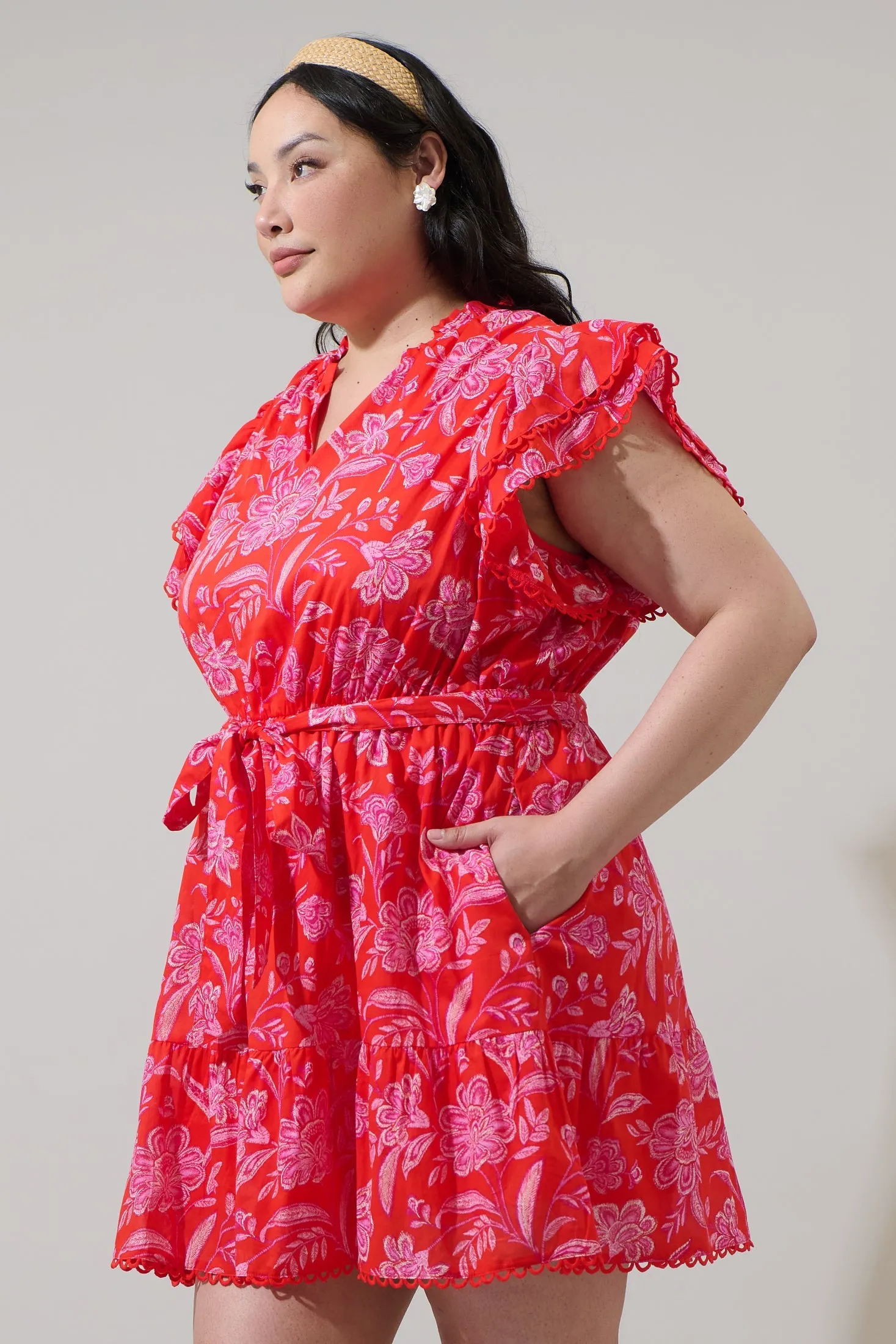 Aria Floral Eriny Ruffle Mini Dress Curve