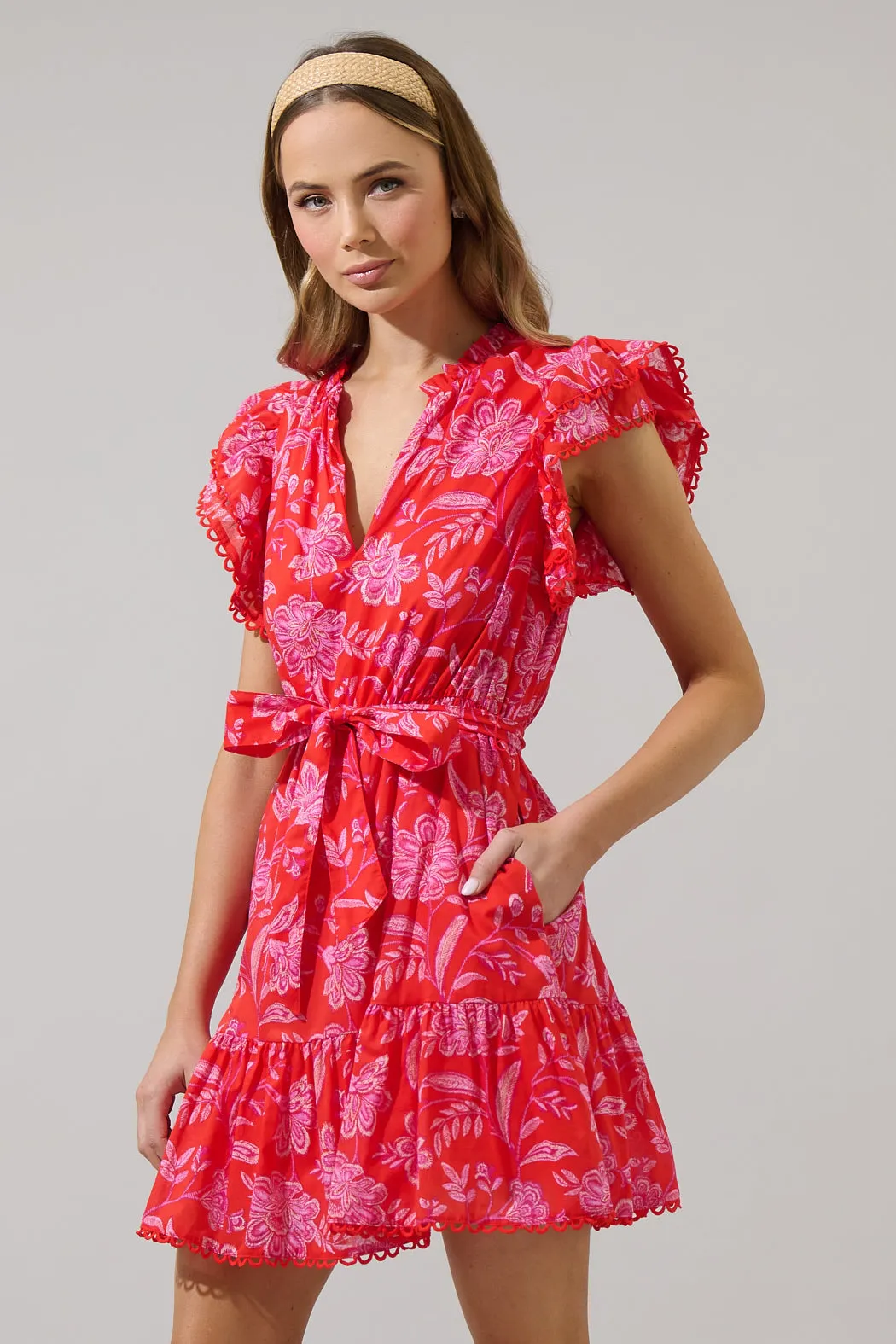 Aria Floral Eriny Ruffle Mini Dress