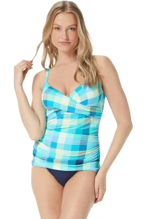 Beach House Christa Plaid Wrap Underwire Tankini H48786 Admiral