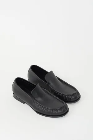 Black Leather Moc Toe Loafer