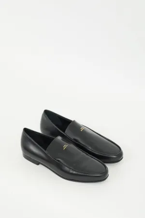 Black Leather Oval Loafer