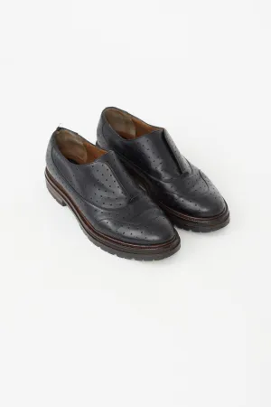 Black Leather Perforated Loafer