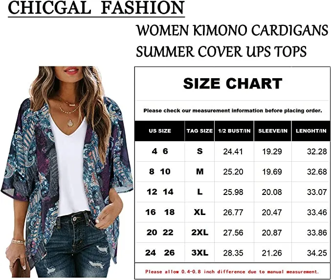 Black Red Rose Women's Floral Print Puff Sleeve Kimono Cardigan Loose Cover Up Casual Blouse Tops - Chicgal