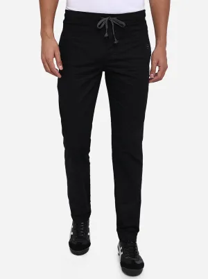 Black Solid Regular Fit Track Pant | JadeBlue