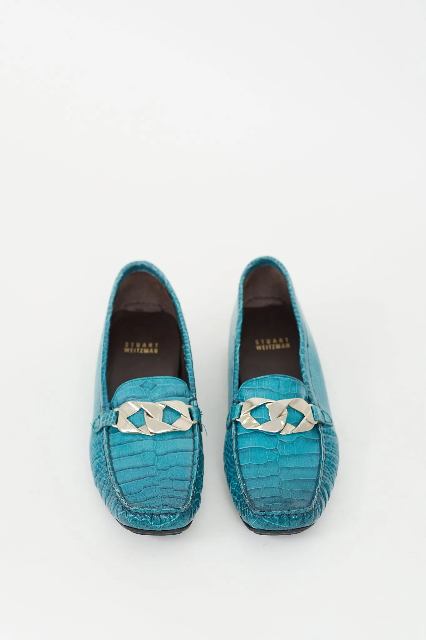 Blue Embossed Leather Loafer