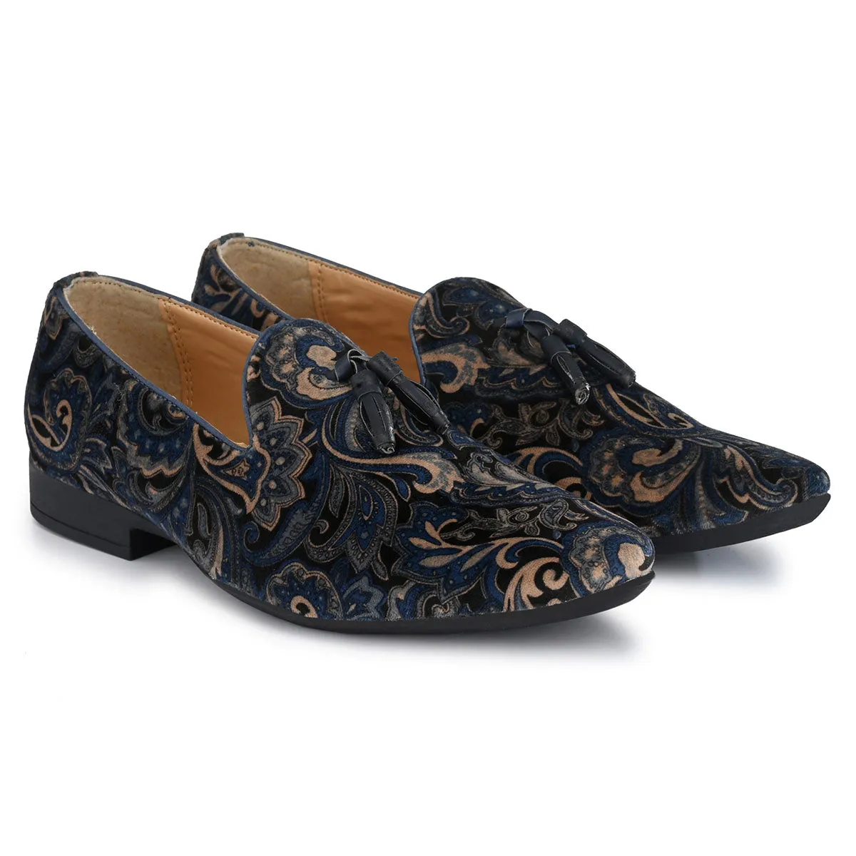 Blue Paisley Tassel Loafers