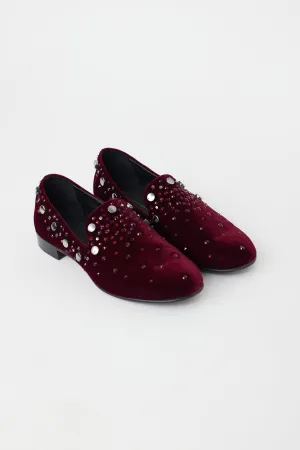 Burgundy Velvet Embellished Seymour Loafer