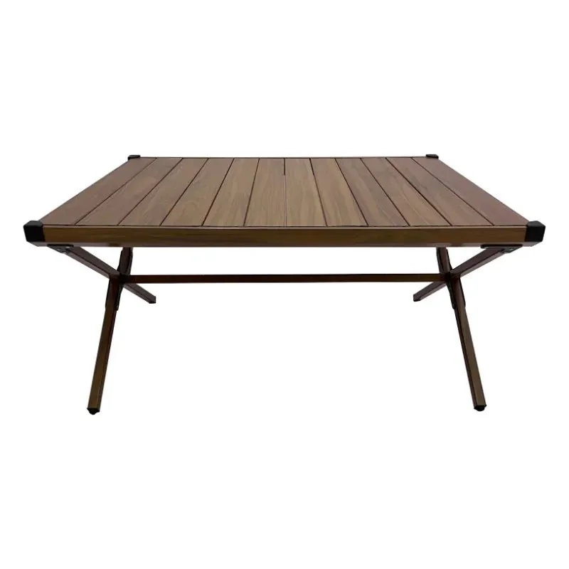 Dark Brown Mahogany Roll-Top Folding Camping Table