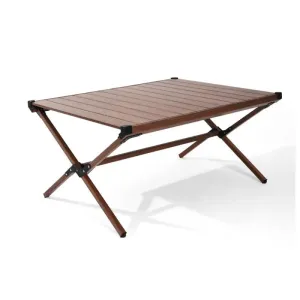 Dark Brown Mahogany Roll-Top Folding Camping Table