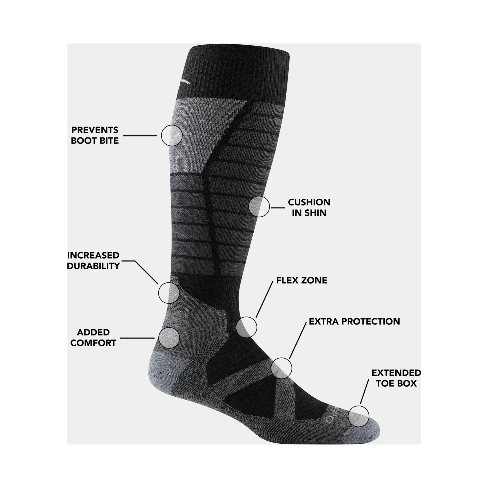 Darn Tough Vermont Men's Function X Over The Calf Midweight Ski and Snowboard Sock - Black