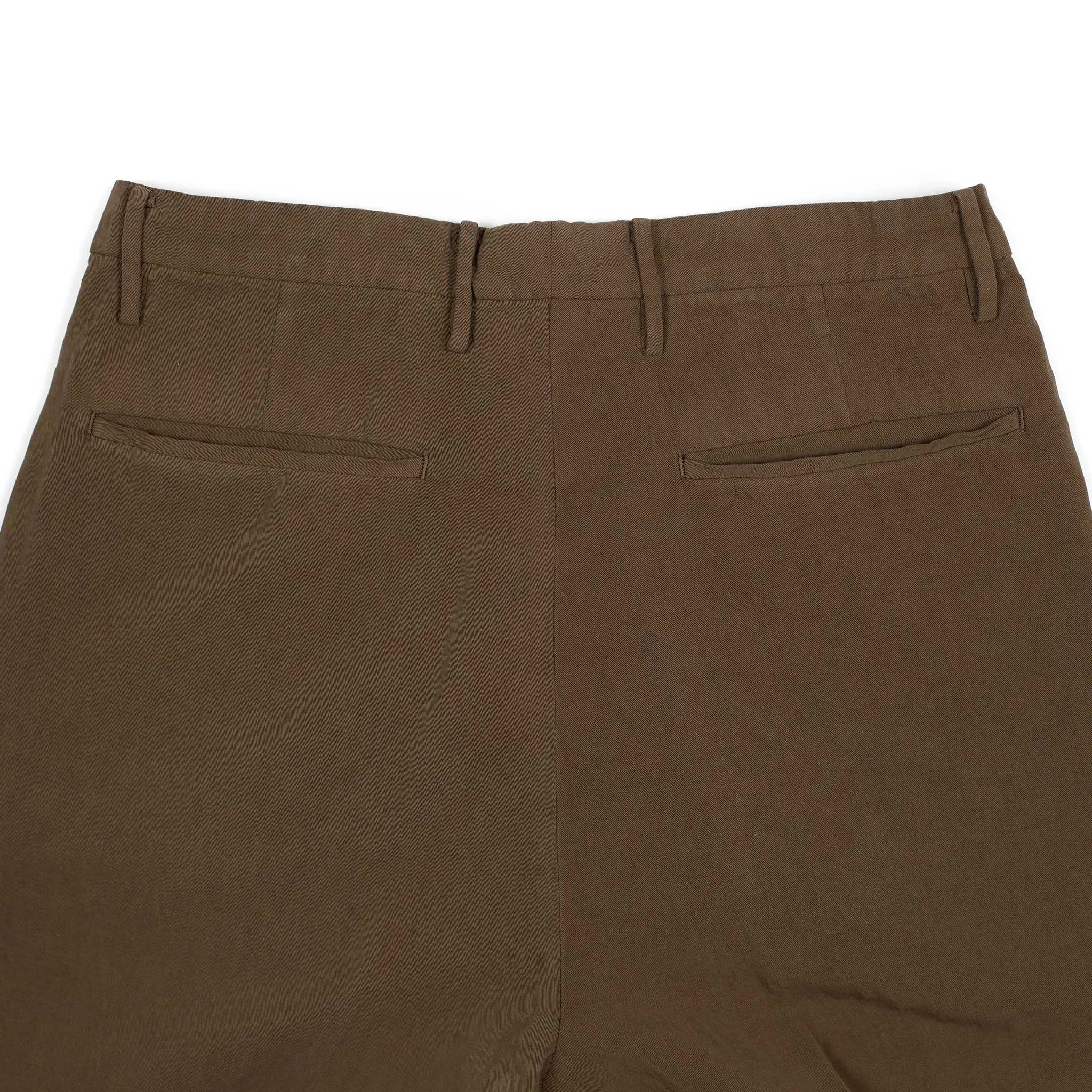 Double pleated trousers in cocoa brown cotton linen (separates)