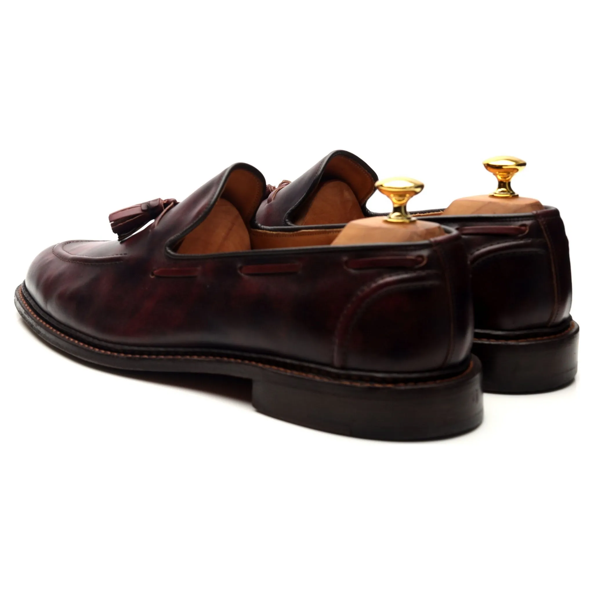 'Elton' Burgundy Museum Leather Tassel Loafers UK 11