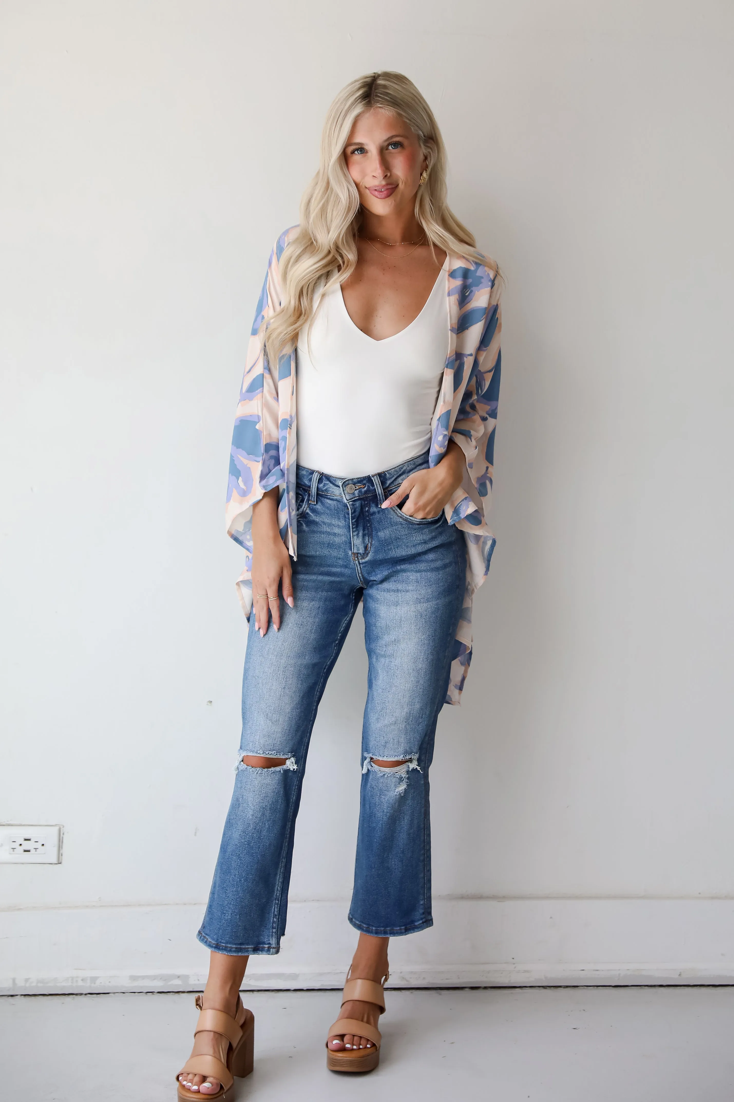 FINAL SALE - Season Of Blooms Blush Floral Kimono