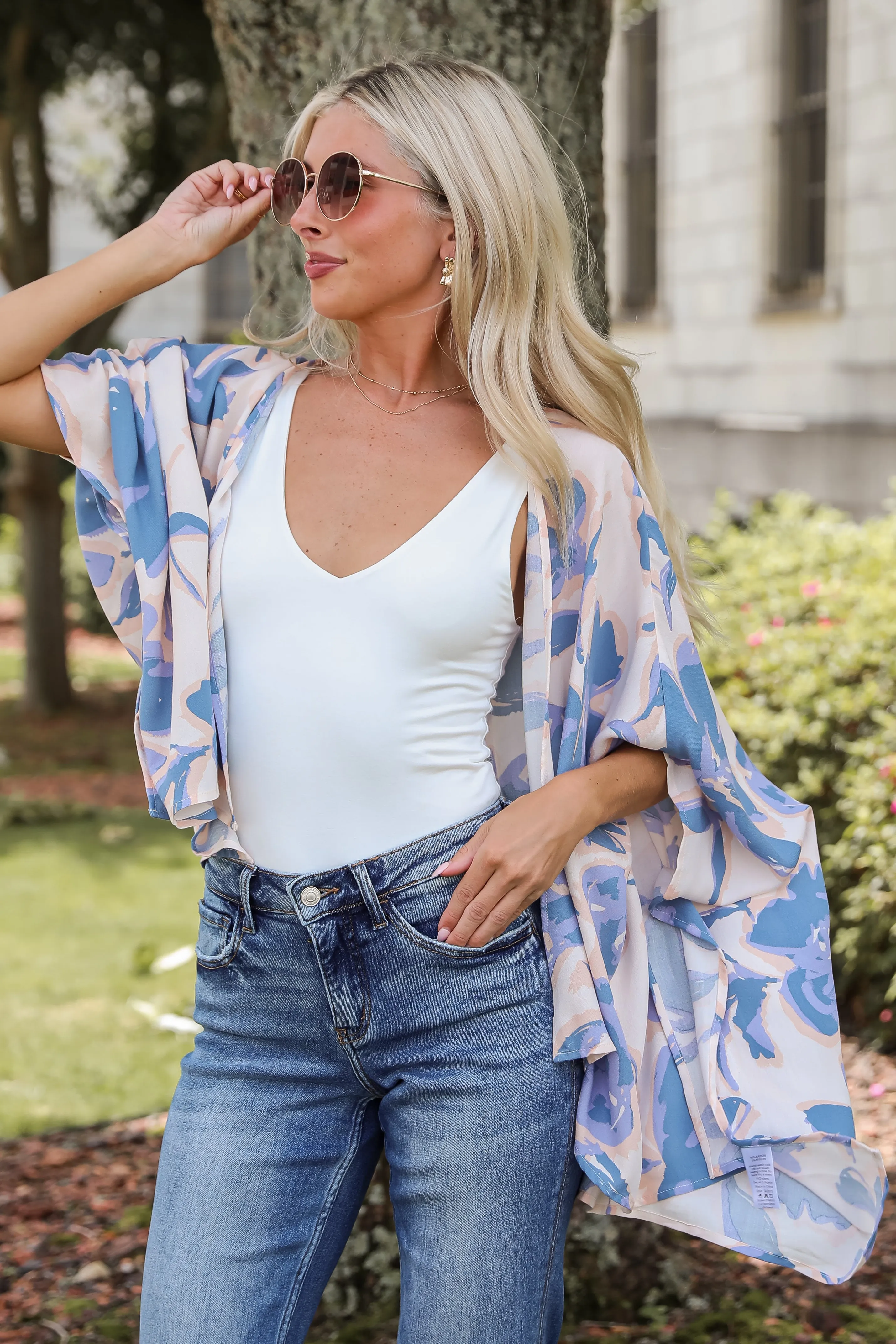 FINAL SALE - Season Of Blooms Blush Floral Kimono