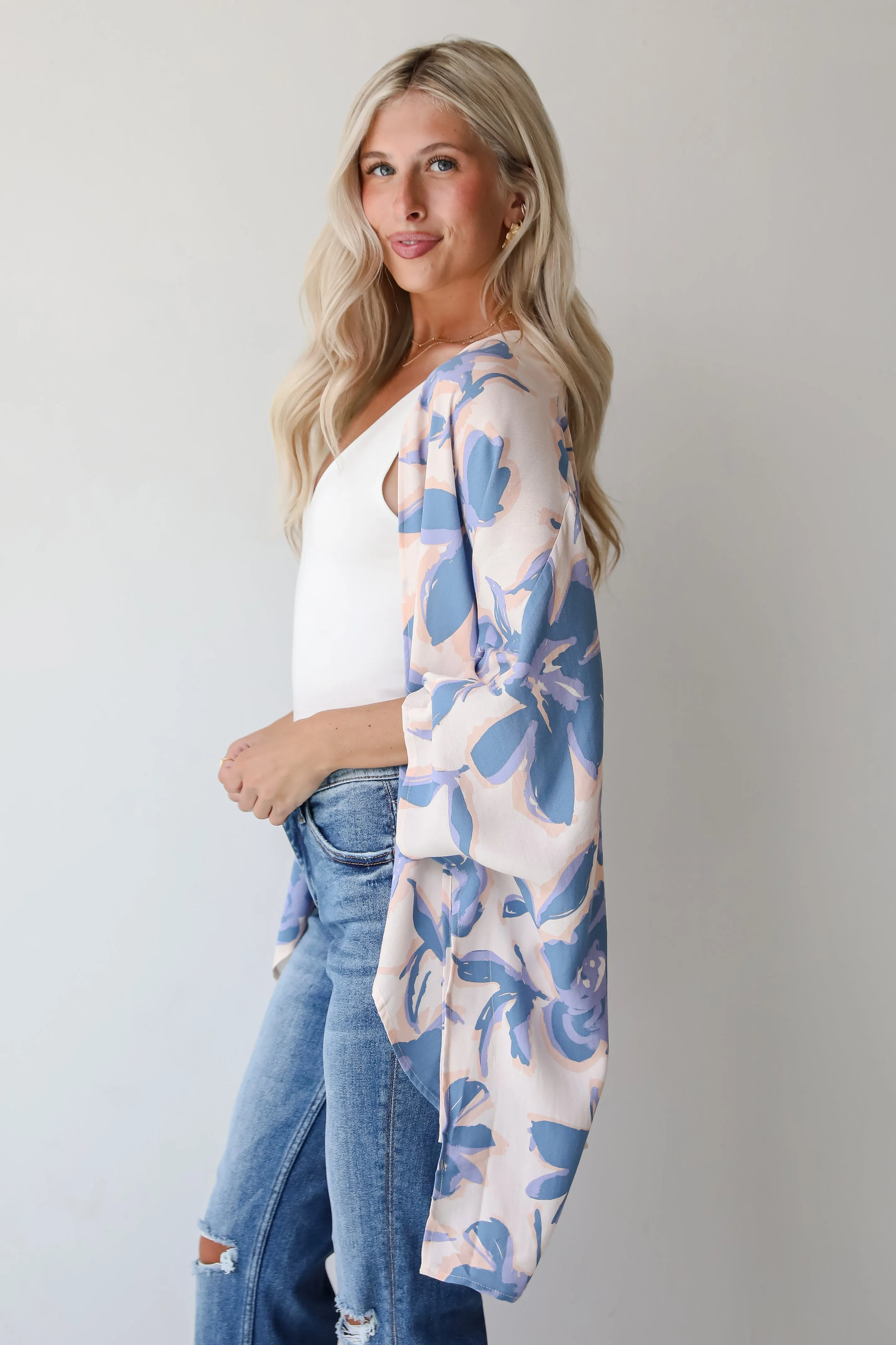 FINAL SALE - Season Of Blooms Blush Floral Kimono