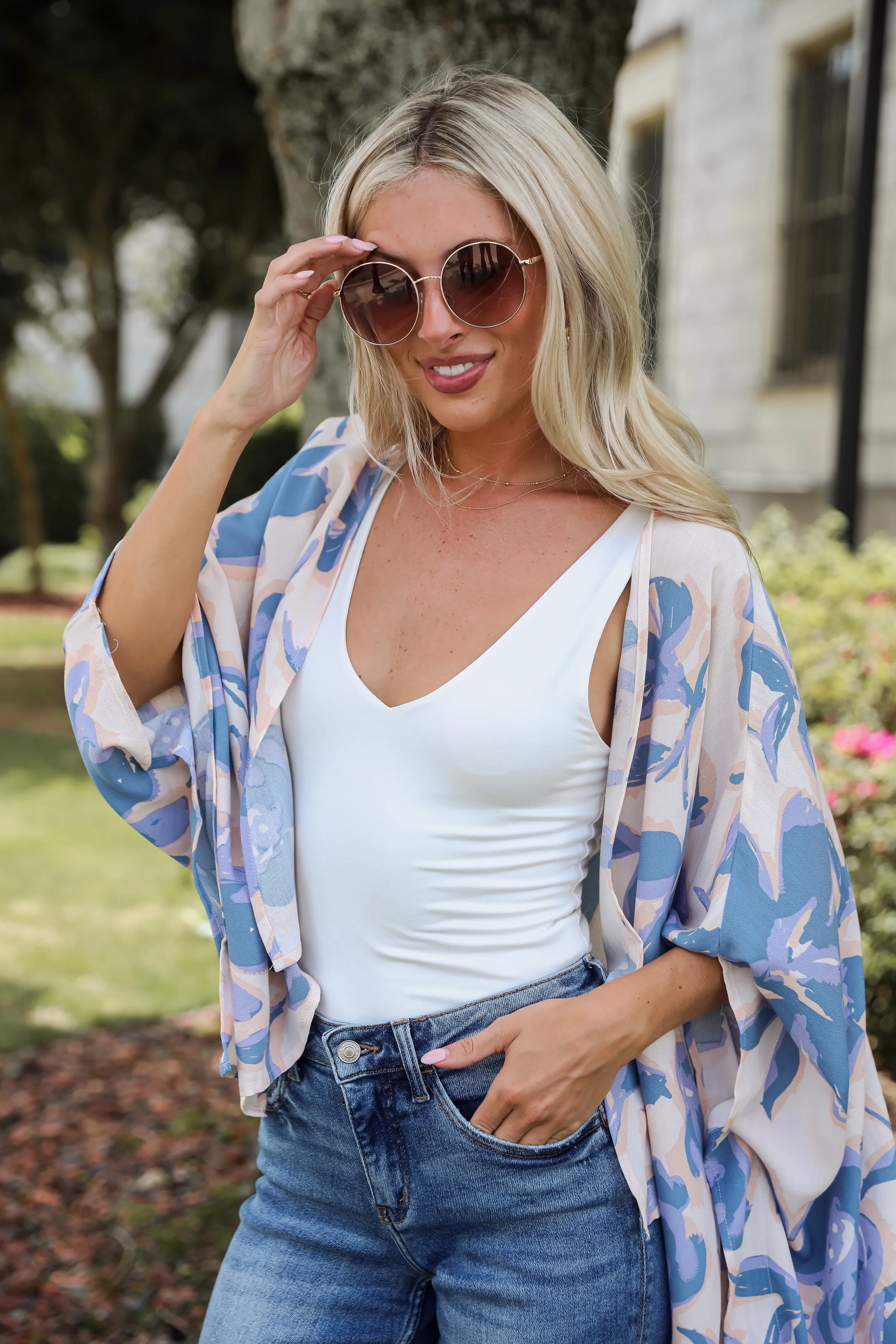 FINAL SALE - Season Of Blooms Blush Floral Kimono