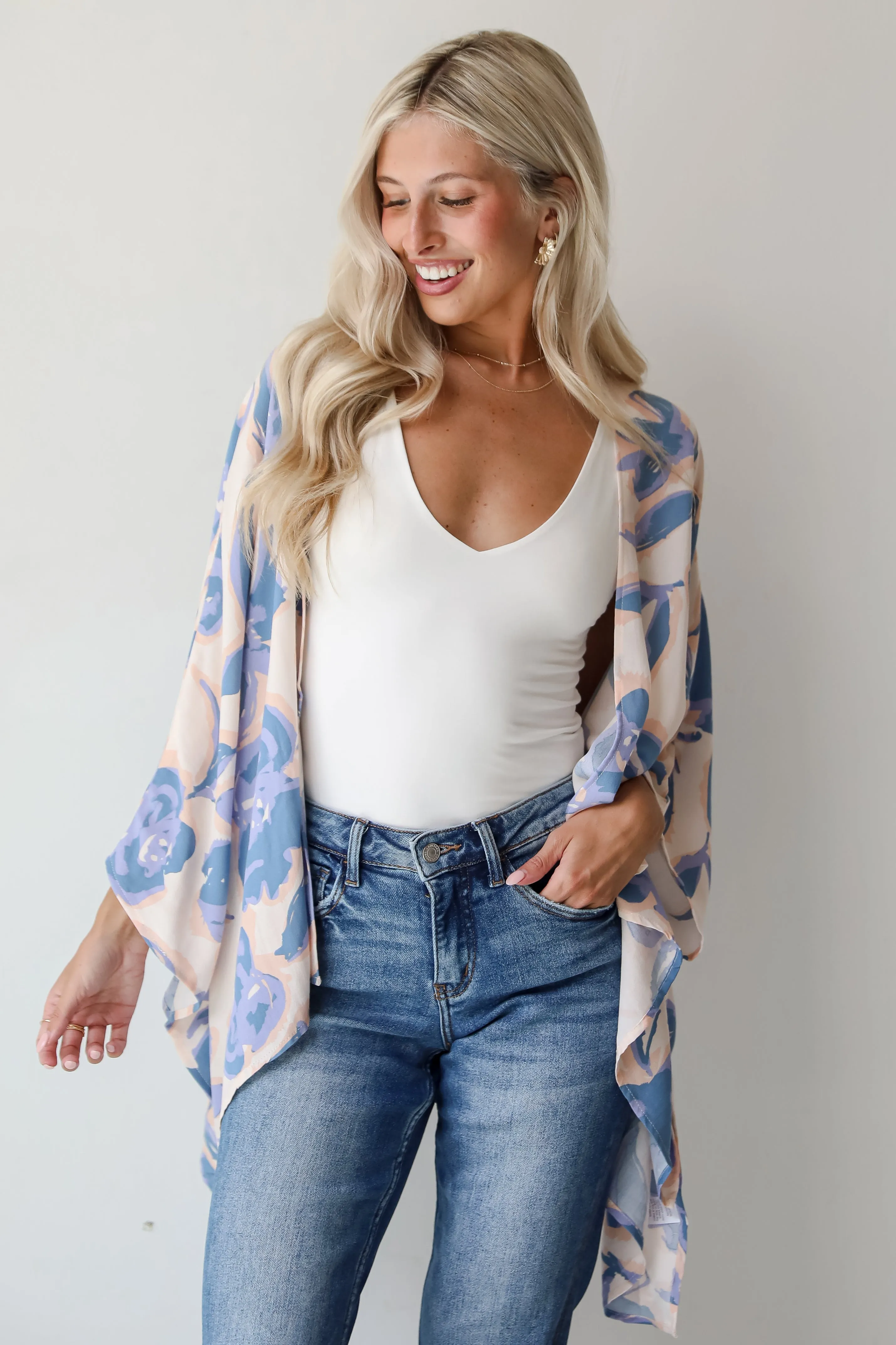 FINAL SALE - Season Of Blooms Blush Floral Kimono