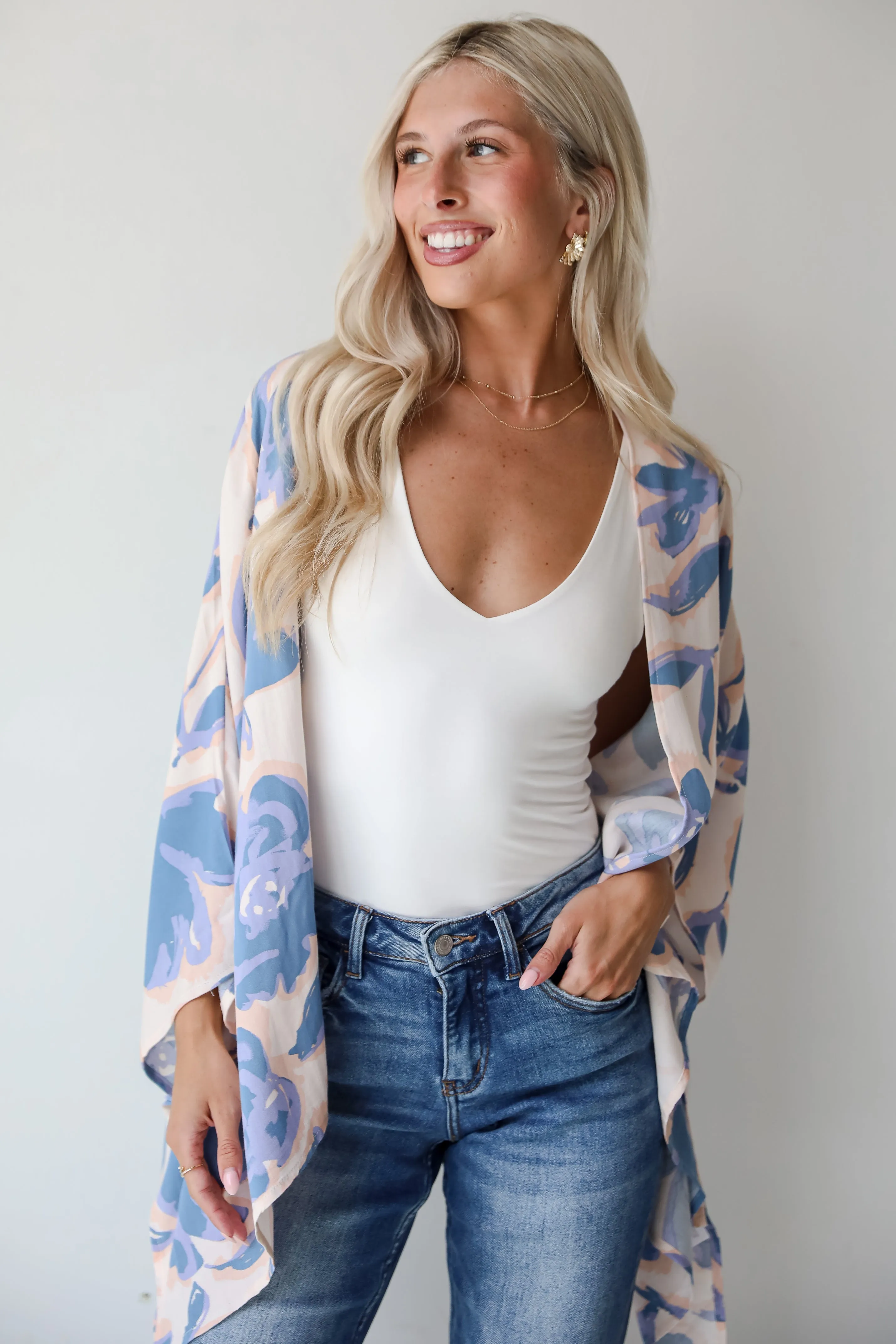 FINAL SALE - Season Of Blooms Blush Floral Kimono