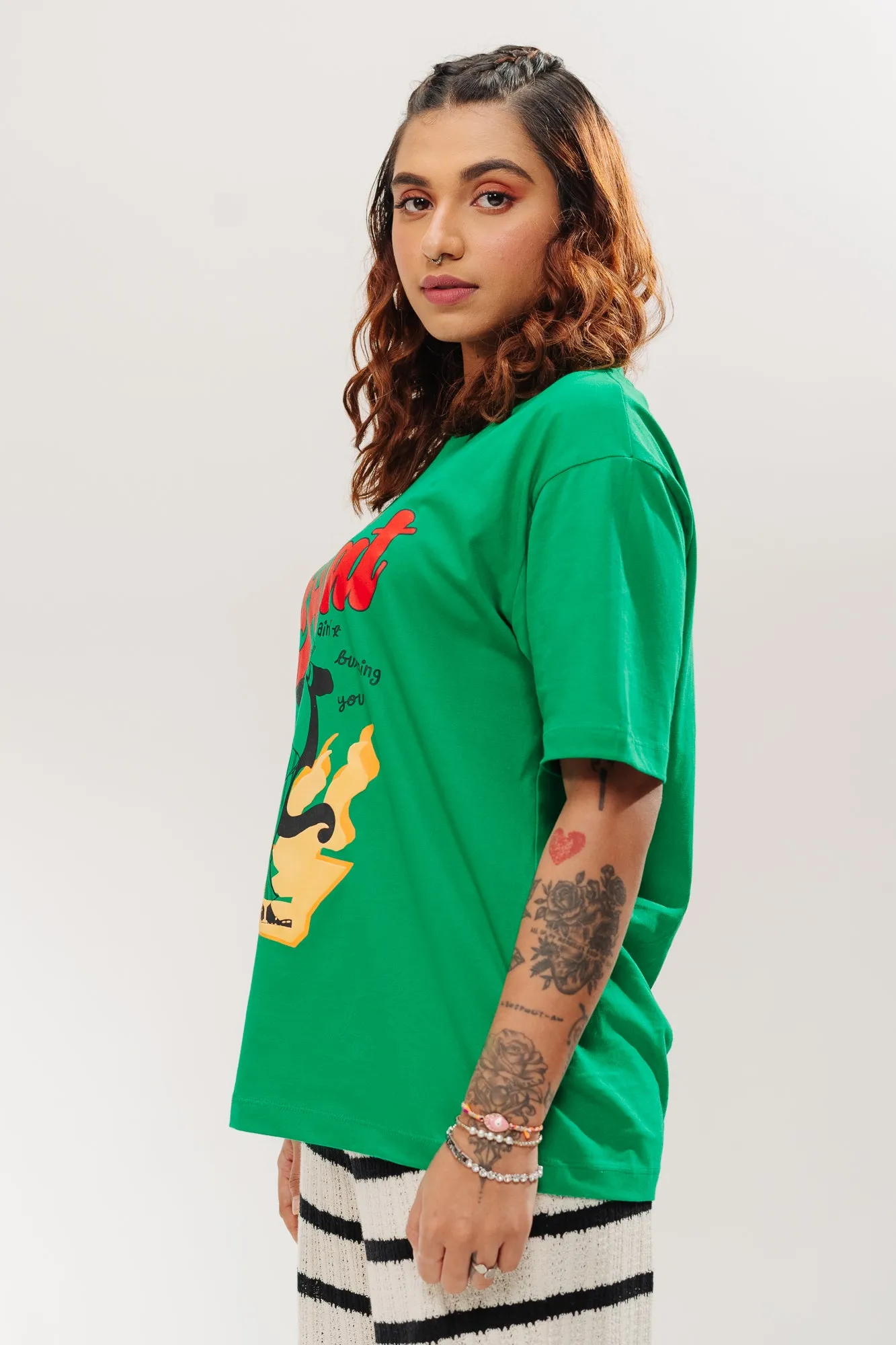 Green Raging Oversized Tees