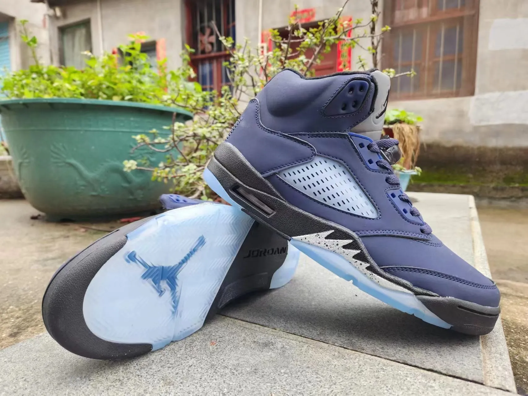 Jordan 5 blue and black