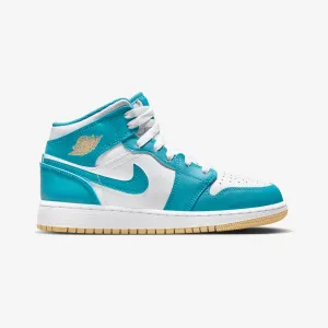 Jordan | AIR JORDAN 1 MID  { AQUATONE/CELESTIAL GOLD-WHITE