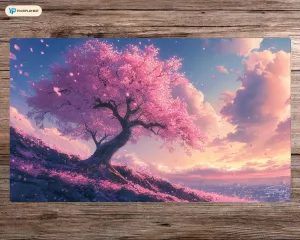 Kanagawa Cherry Blossom Fantasy MTG Playmat - 24"x14" TCG OCG Board Game Mat Gift - Premium Desk Mat for Card Game Players and Gaming