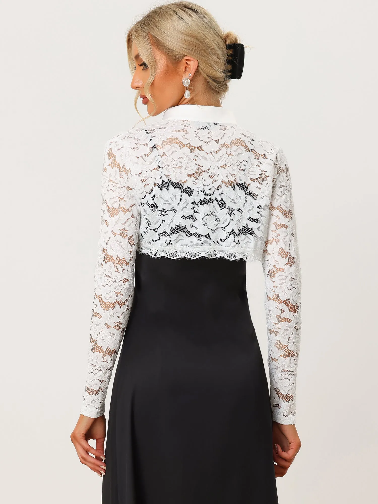 Lace Bolero Shrug Stand Collar Crop Gothic Top