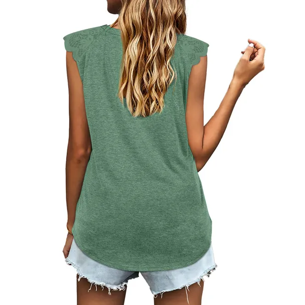 Lace Sleeve Women Tank Tops