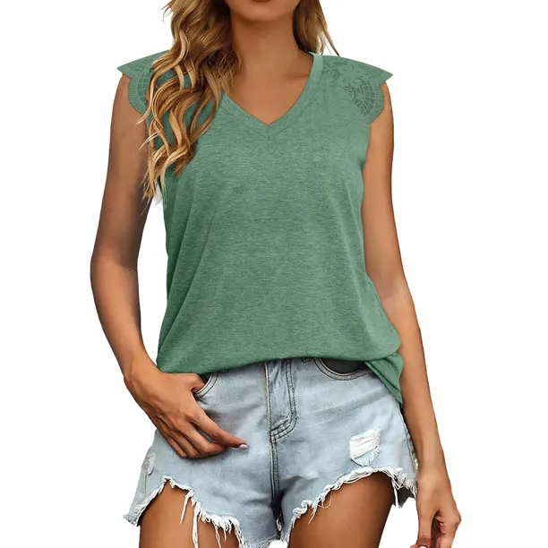 Lace Sleeve Women Tank Tops