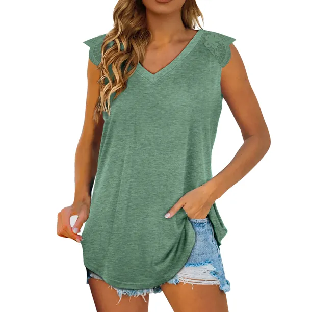 Lace Sleeve Women Tank Tops