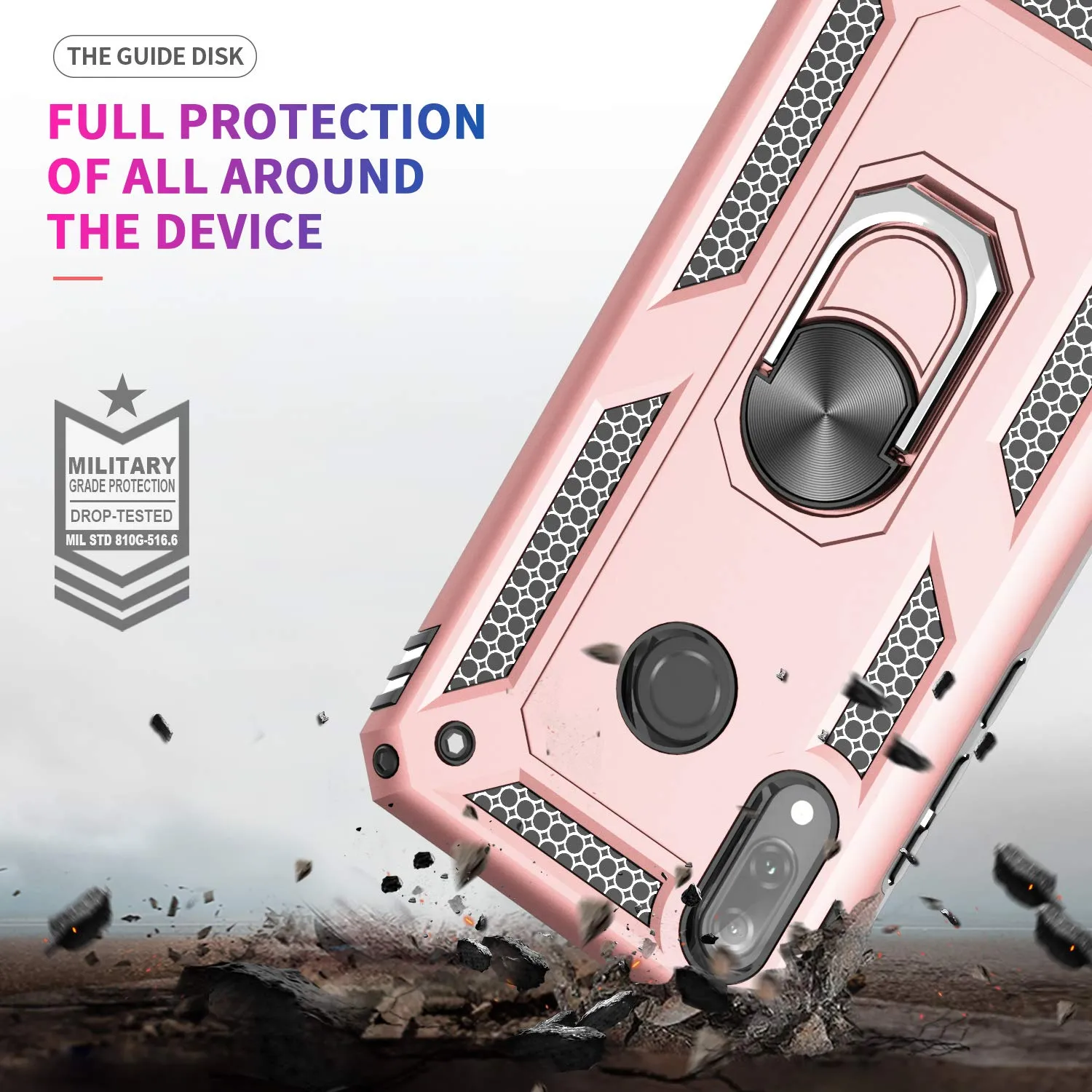 LeYi Case for Huawei P Smart Z with Ring Holder Kickstand, Full Body Protective Silicone TPU Personalised Shockproof Tough Armour Phone Cover