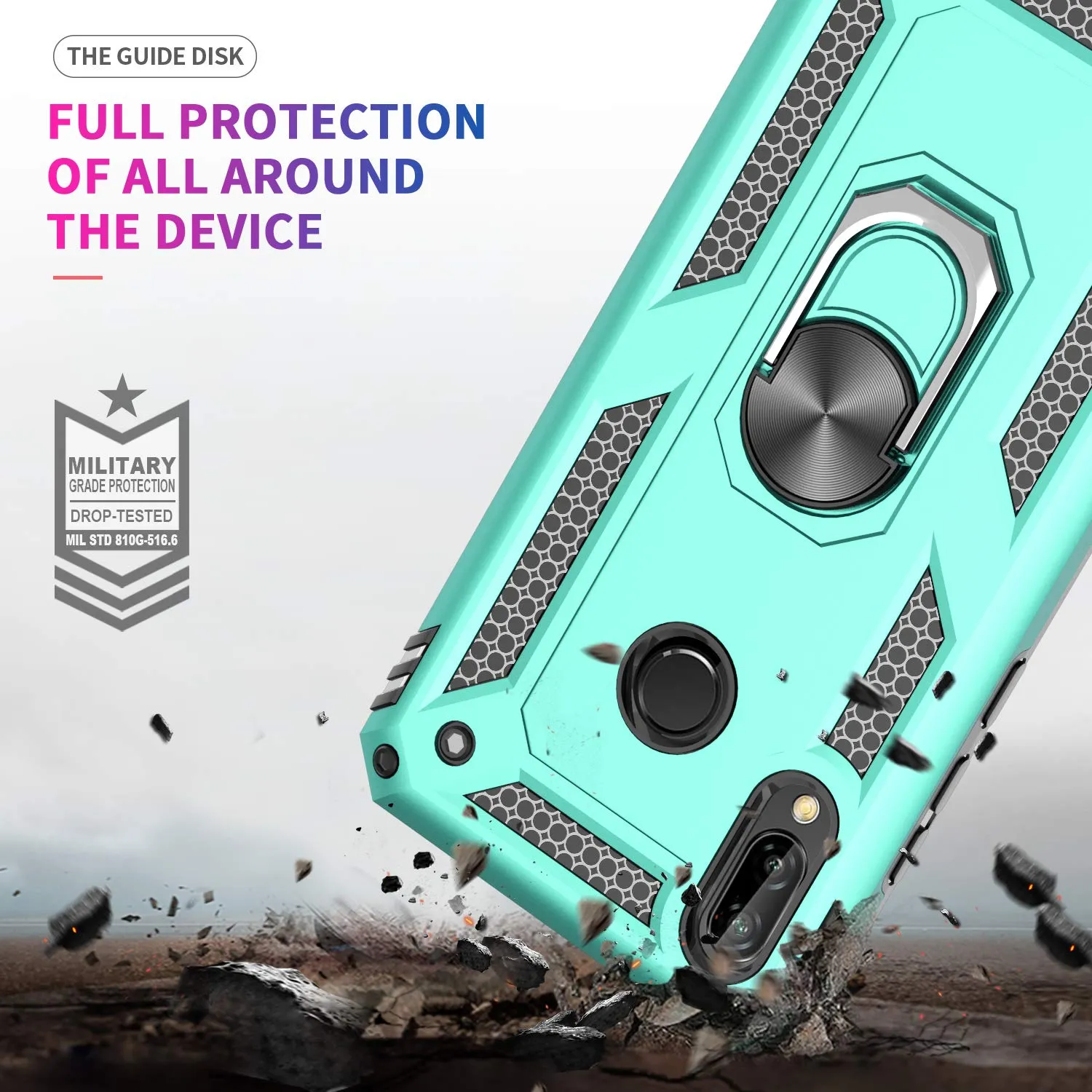 LeYi Xiaomi Redmi Note 7 Case with Ring Holder Kickstand, Full Body Protective Silicone TPU Gel Shockproof Tough Armour Cover with Screen Protector