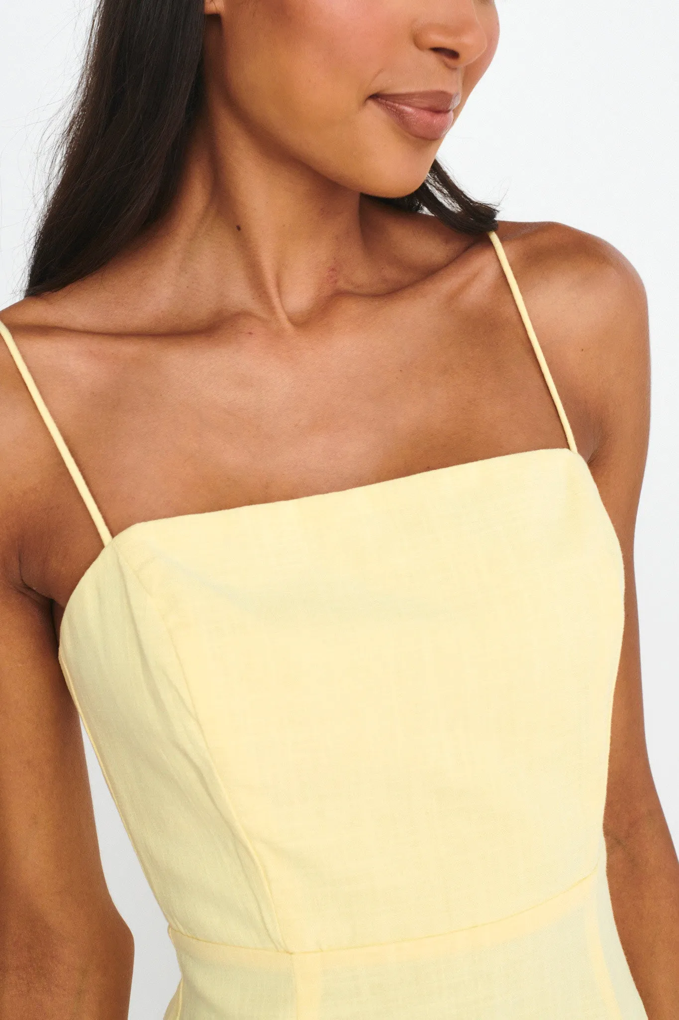 Light Hearted Square Neckline Maxi Dress Lemon