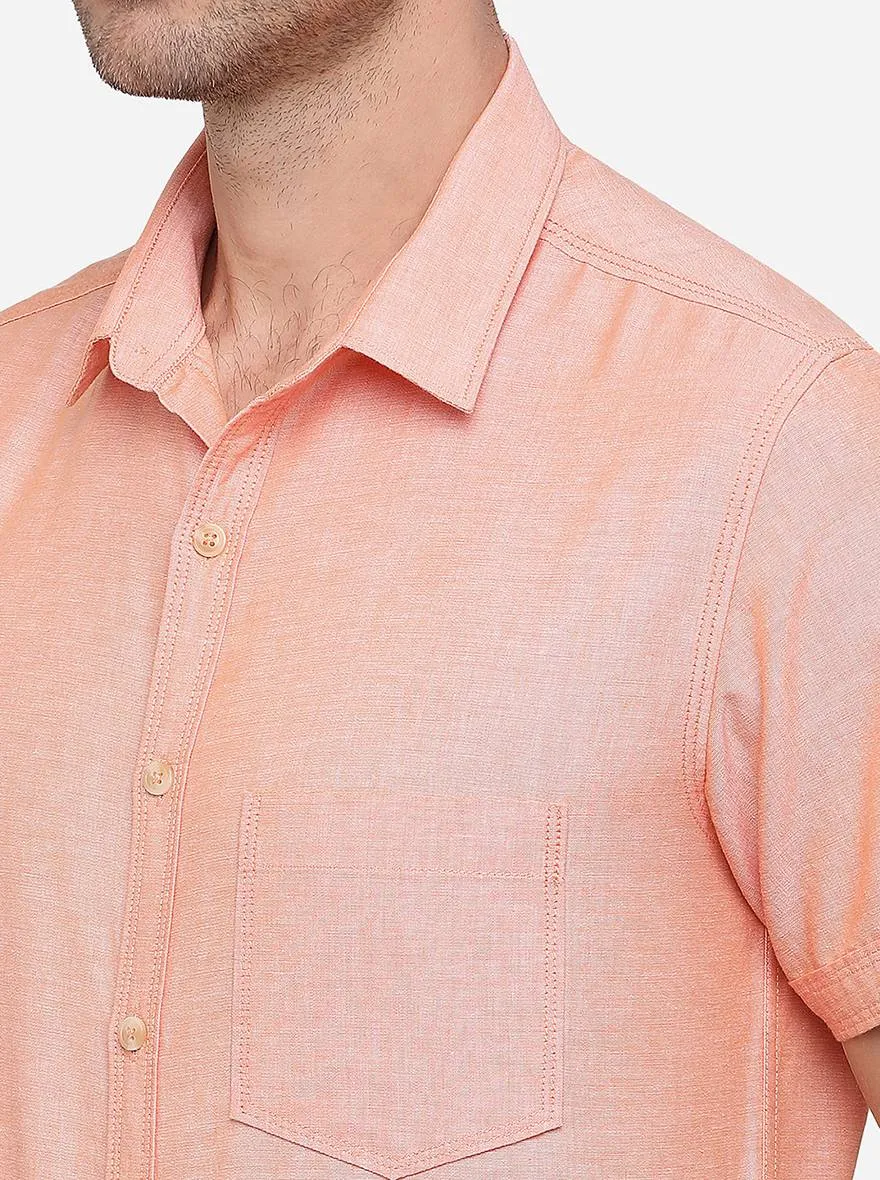 Light Pink Solid Slim Fit Casual Shirt | Greenfibre