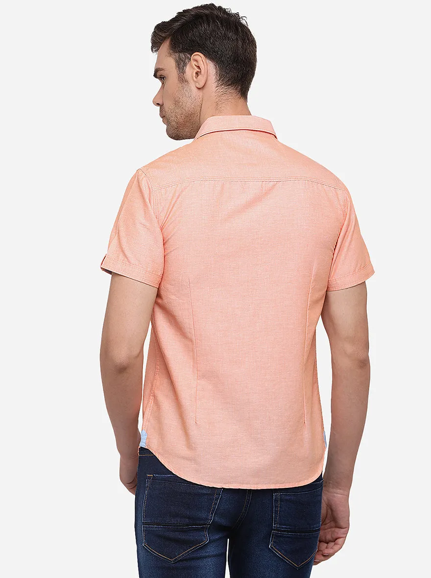 Light Pink Solid Slim Fit Casual Shirt | Greenfibre