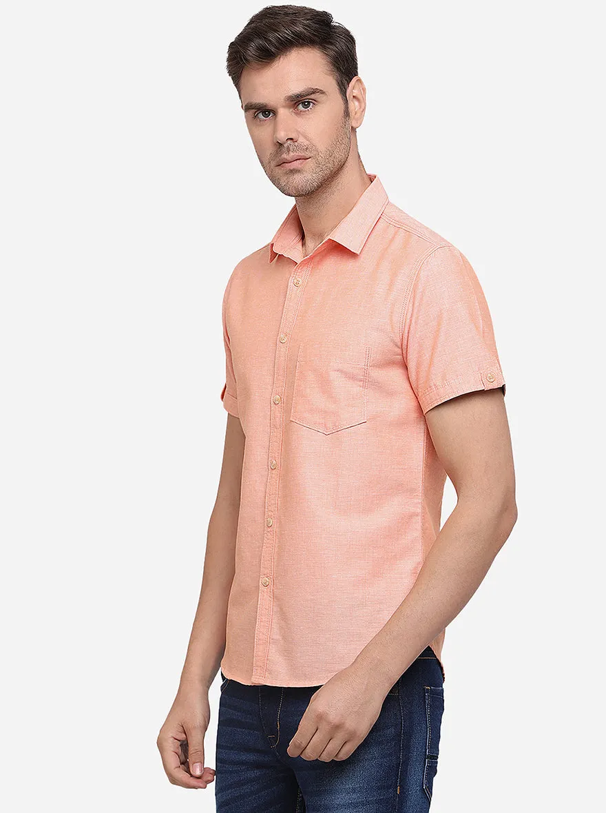 Light Pink Solid Slim Fit Casual Shirt | Greenfibre