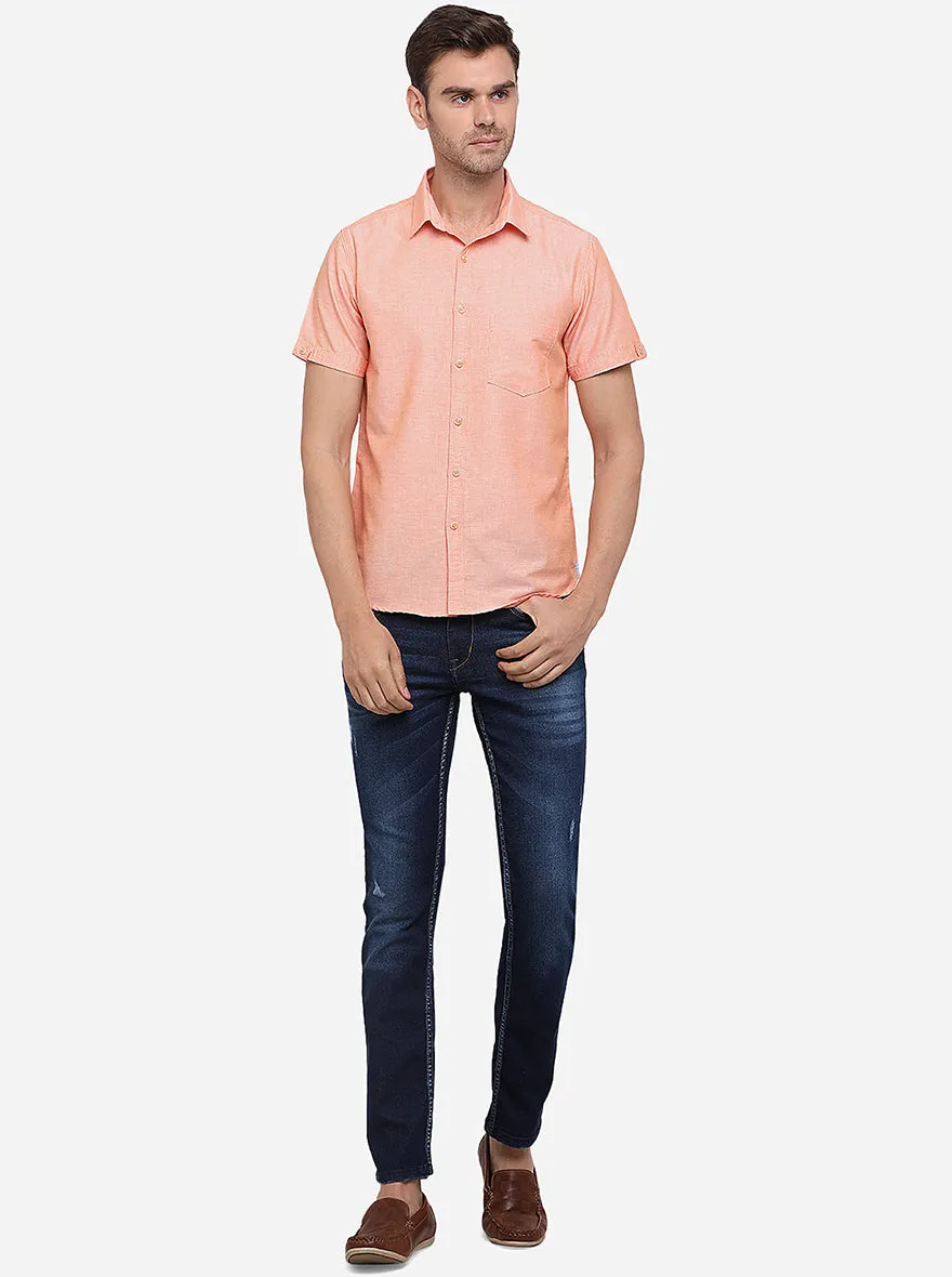 Light Pink Solid Slim Fit Casual Shirt | Greenfibre