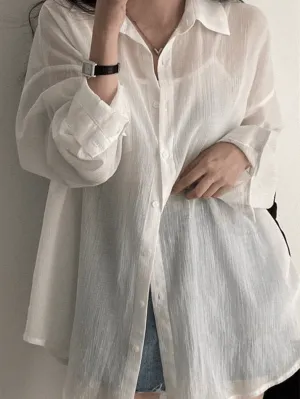 Lightweight Sheer Long Sleeve Blouse