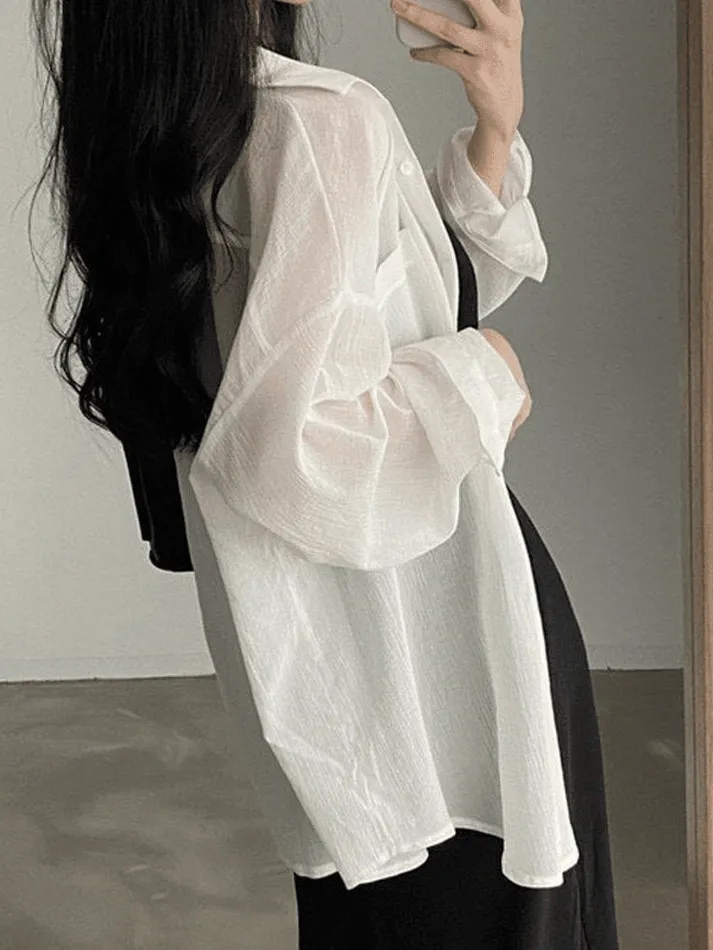 Lightweight Sheer Long Sleeve Blouse