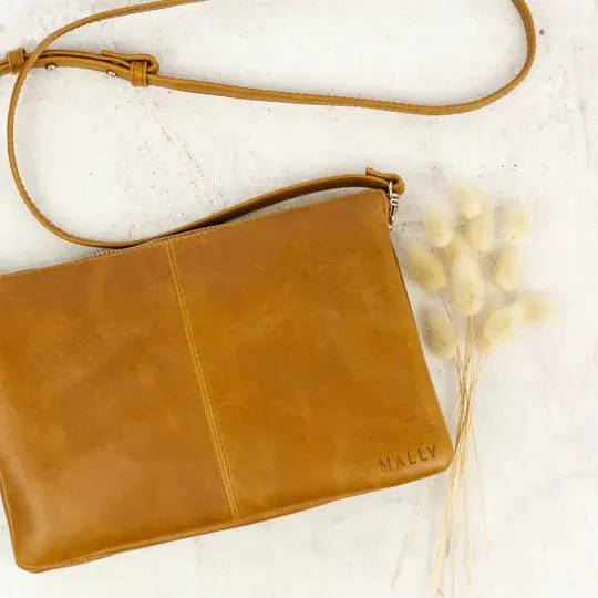 Mally Tara Leather Crossbody Bag | Toffee