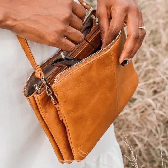 Mally Tara Leather Crossbody Bag | Toffee