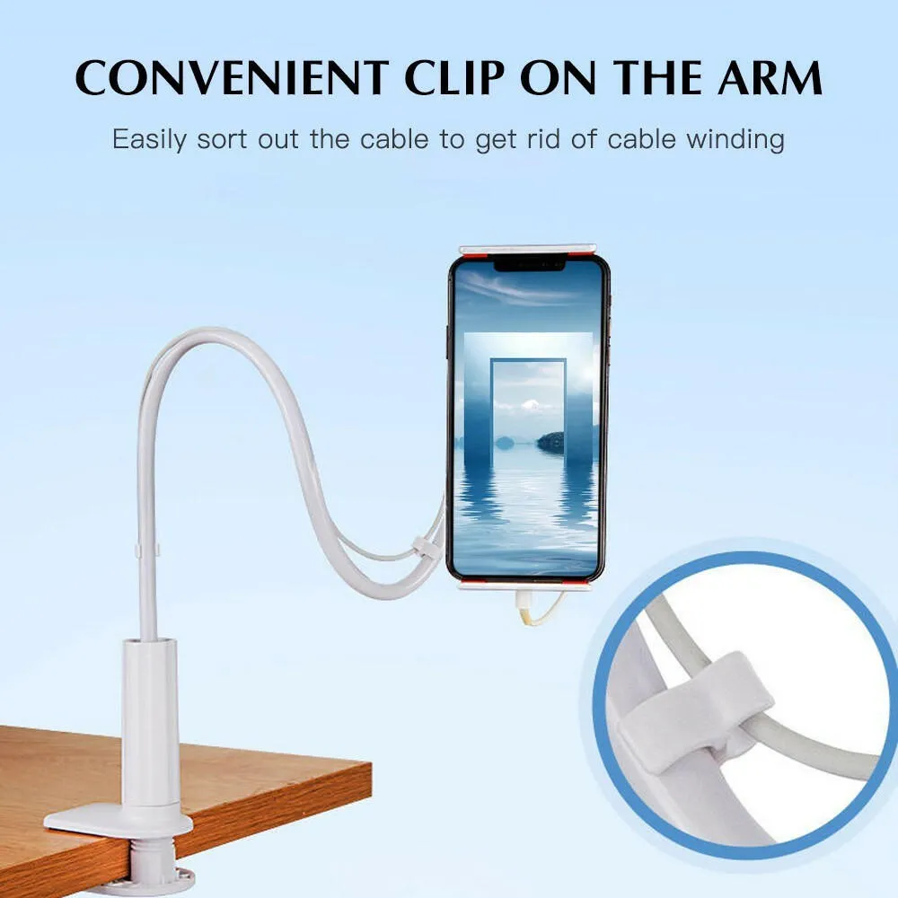 Phone Holder Bed Phone Holder Mount with Flexible Arm 360 Degree Rotation Phone Clamp Clip Stand Bedside Bracket Stand