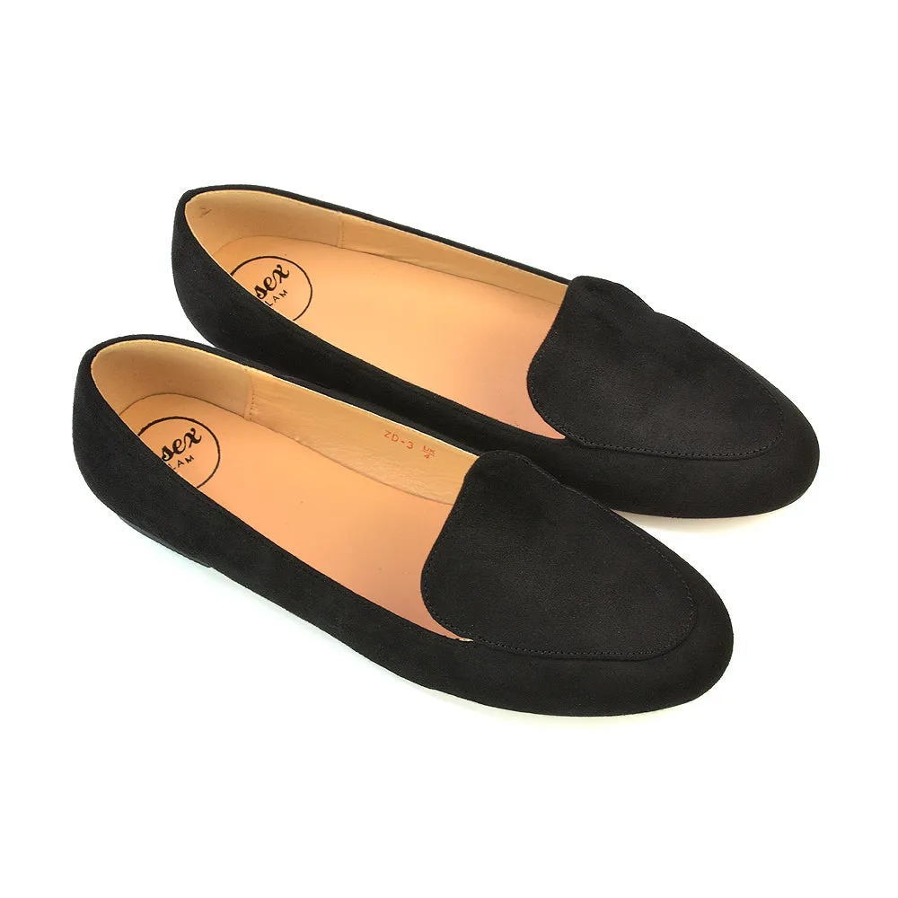 Quincy Slip On Low Heel Back to School Shoes Pumps Loafers in Black Patent