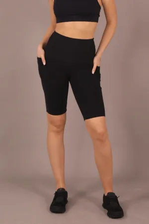 Signature High Waist Long Shorts - Black