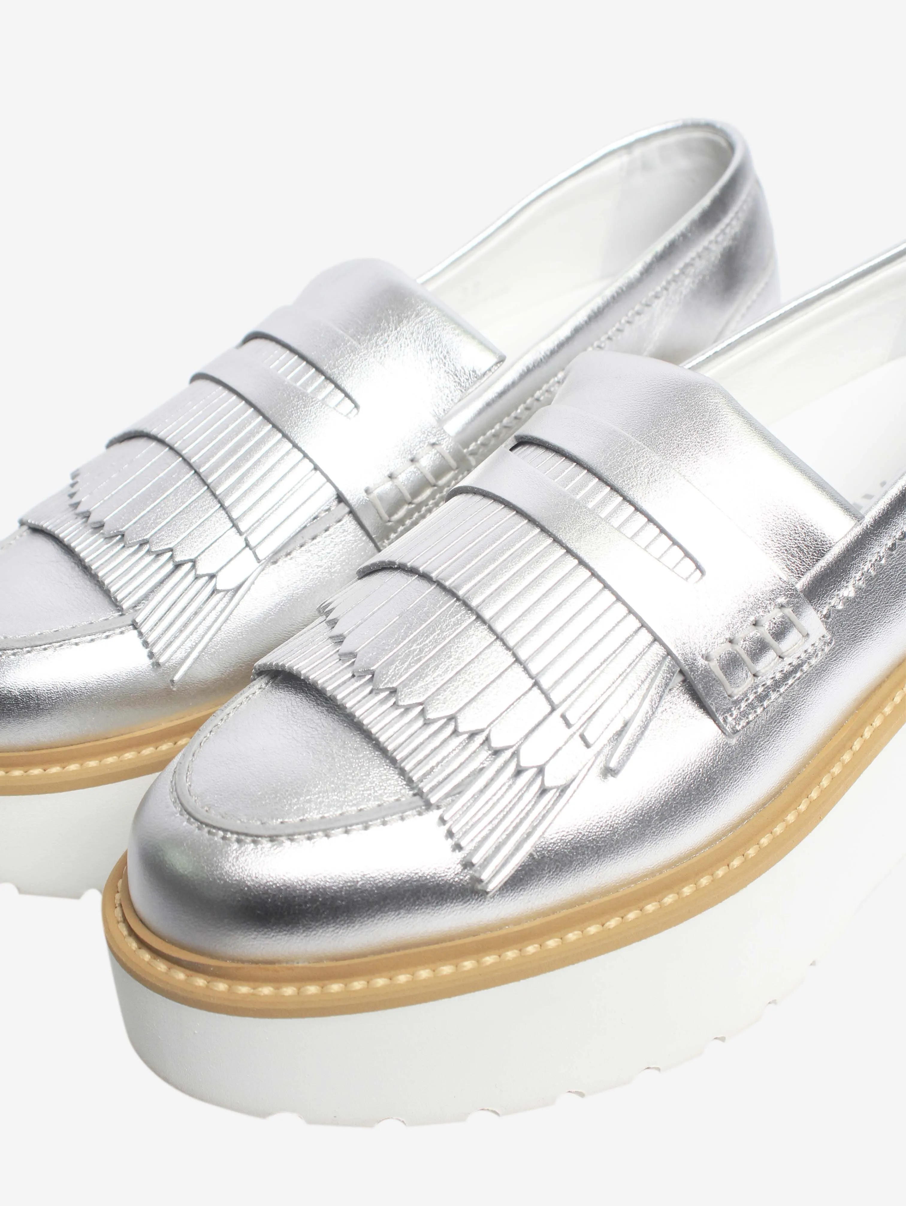 Silver platform loafers - size EU 36