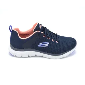 Skechers Flex Appeal 4.0 Elegant Ways - Ladies Wide Fit Trainer -  2E Fitting - Navy/Pink