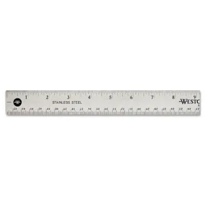 Stainless Steel Office Ruler With Non Slip Cork Base, Standard/Metric, 18" Long